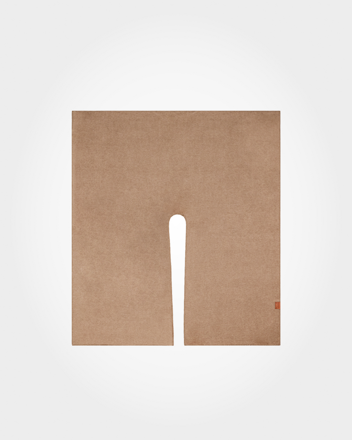 A minimalist art print featuring a textured brown square with a vertical cutout in the center, set against a clean white background.