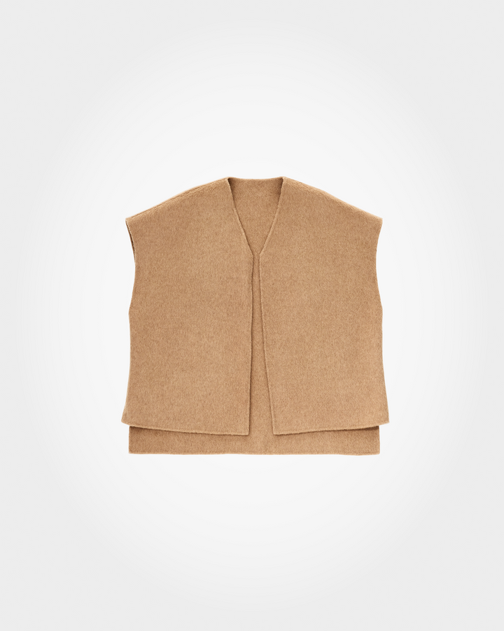 Wool & Camel Hair Drape Vest | Honey Birch