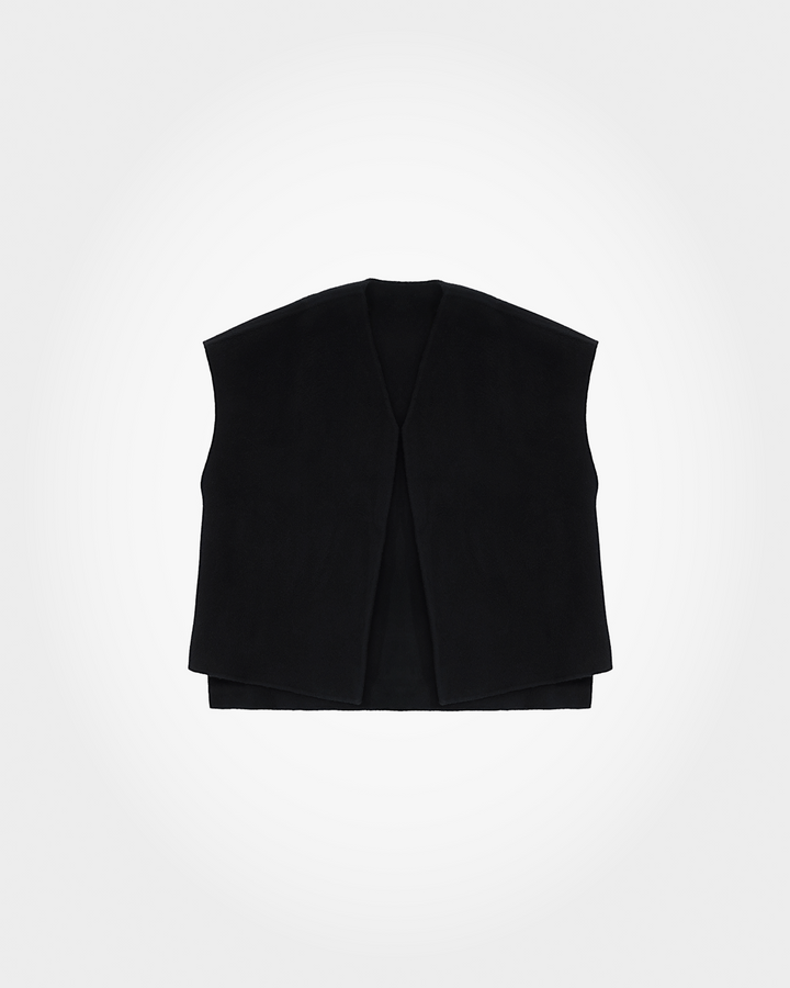 Wool & Camel Hair Drape Vest | Charred Cedar